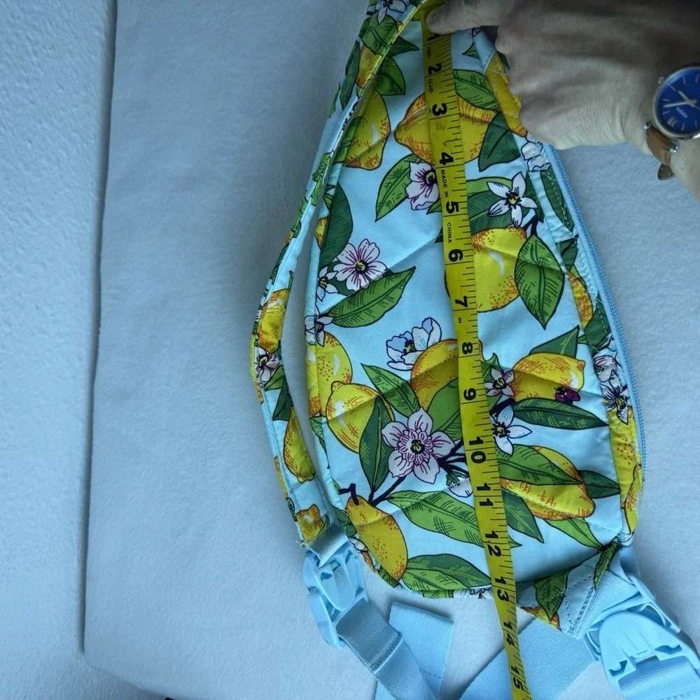 New Vera Bradley Essential Compact Sling Backpack Lemon Grove Bag Travel Blue